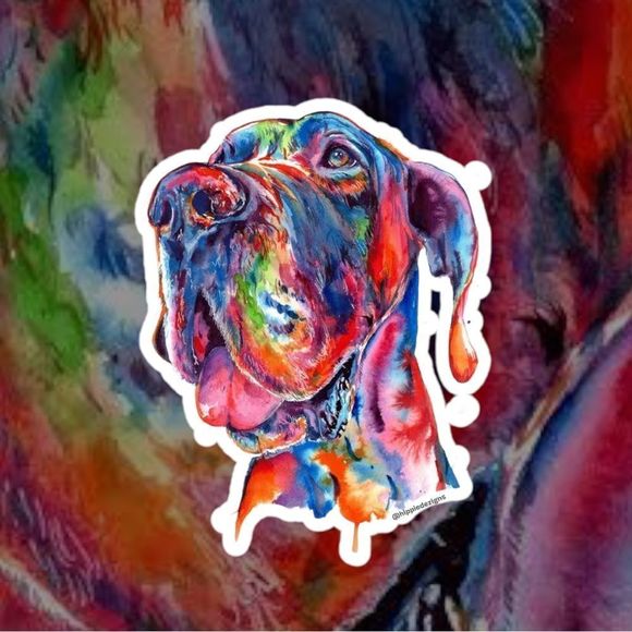 Tie Die Great Dane Glossy Sticker - Picture 1 of 4